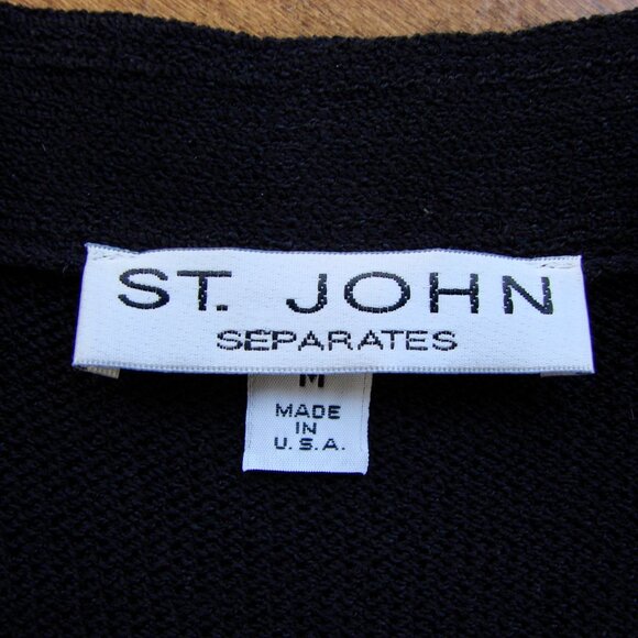 St. John Separates Black Knit Cardigan Sweater Luxury Santiago Knit Medium - Picture 3 of 12